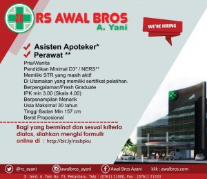 Lowongan kerja apoteker awal bros pekanbaru